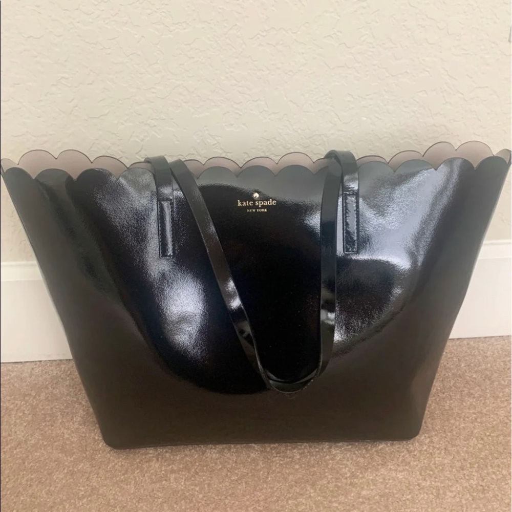 Kate Spade Black Scalloped Tote Bag